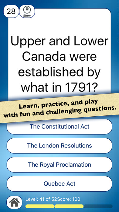 Emulate iPhone app Canadian History Homeschooling Quiz For Children using MyAndroid