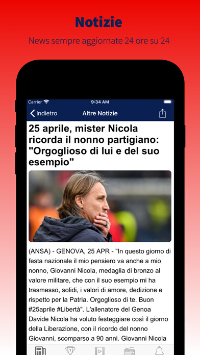 Emulate iPhone app Canale TMW Genoa using MyAndroid