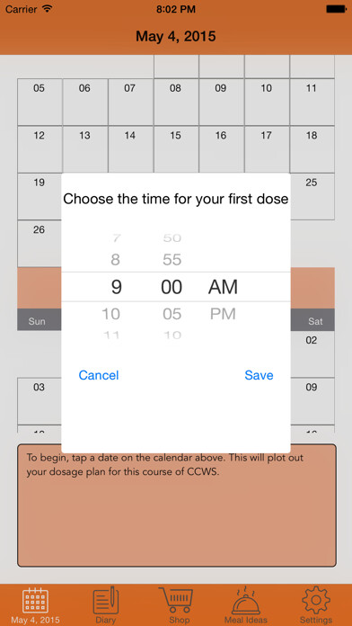 Emulate iPhone app Candida CCWS Treatment Tracker using MyAndroid