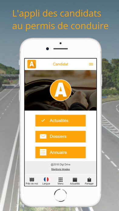 Emulate iPhone app Candidat - Permis de conduire using MyAndroid