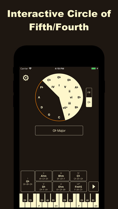 Emulate iPhone app Candy Chords - Circle of Fifth using MyAndroid