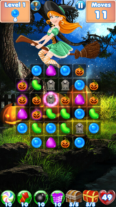 Emulate iPhone app Candy Halloween Games Match 3 using MyAndroid