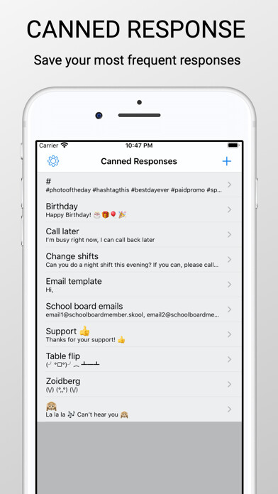 Emulate iPhone app Canned Response Keyboard using MyAndroid Emulate iPhone app Canned Response Keyboard using MyAndroid