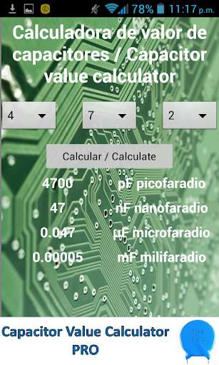 Emulate Android APK Capacitor value calculator Emulate Android APK Capacitor value calculator