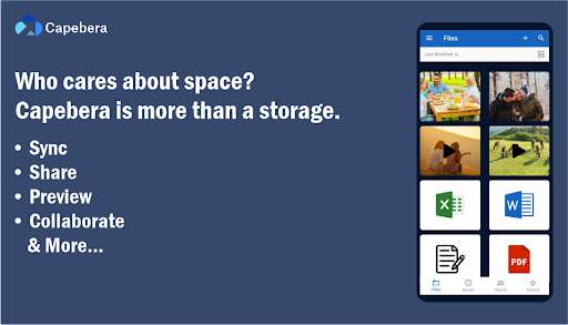 Run android online APK Capebera - Cloud Storage, Photo & Files Backup from MyAndroid or emulate Capebera - Cloud Storage, Photo & Files Backup using MyAndroid