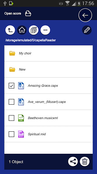 Emulate iPhone app capella score reader using MyAndroid