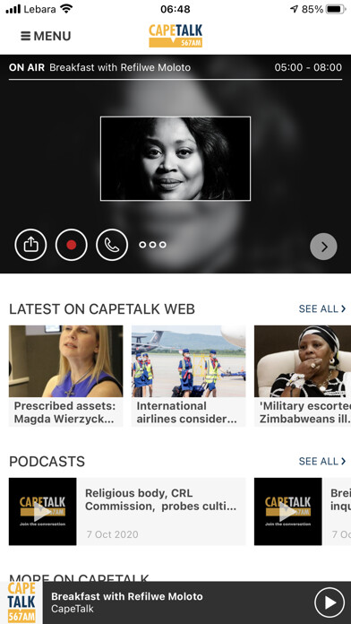 Emulate iPhone app CapeTalk 567 using MyAndroid