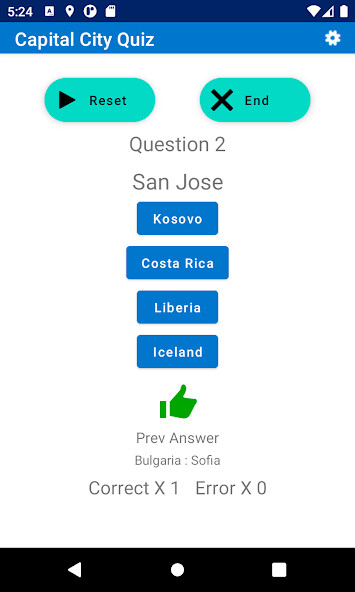 Emulate Android APK Capital City Quiz
