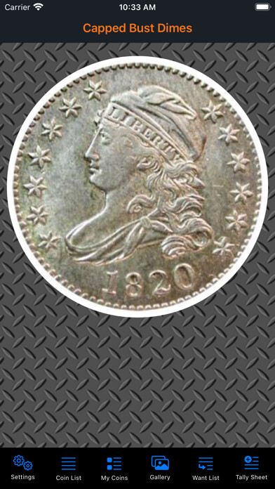 Emulate iPhone app Capped Bust Dimes Collection using MyAndroid