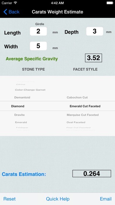 Emulate iPhone app Carats Thickness,Weight,Shape using MyAndroid Emulate iPhone app Carats Thickness,Weight,Shape using MyAndroid