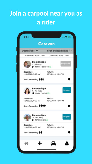 Emulate iPhone app Caravan: Colorado Ski Carpool using MyAndroid