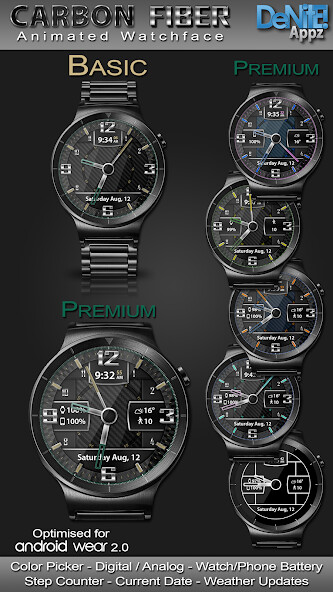 Run android online APK Carbon Fiber HD Watch Face from MyAndroid or emulate Carbon Fiber HD Watch Face using MyAndroid
