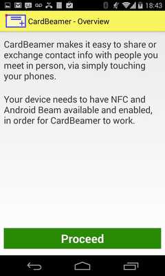 Emulate Android APK CardBeamer - Beam Contact Info