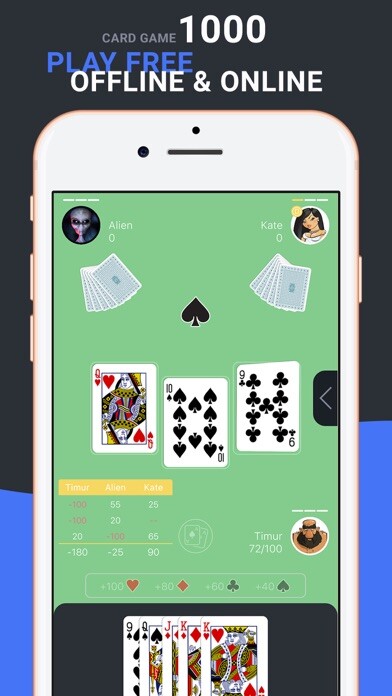 Emulate iPhone app Card game 1000 online offline using MyAndroid