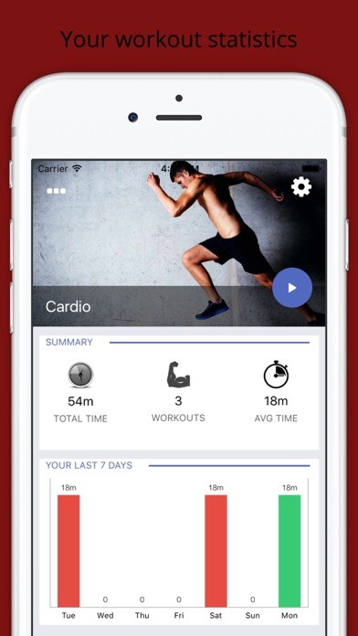 Emulate iPhone app Cardio Core Challenge Stay Fit using MyAndroid