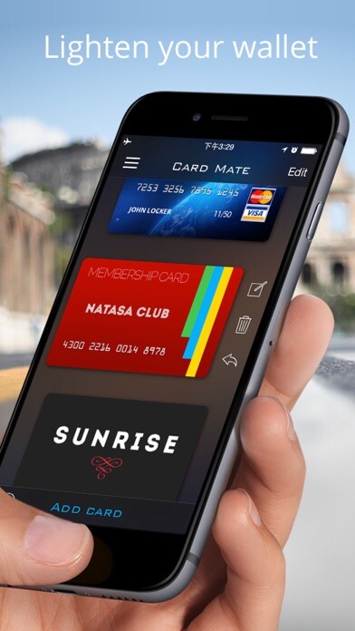 Emulate iPhone app Card Mate - credit wallet using MyAndroid