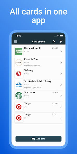 Run android online APK Card Smash: Virtual Wallet from MyAndroid or emulate Card Smash: Virtual Wallet using MyAndroid
