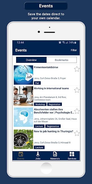 Emulate iPhone app Career Uni Jena using MyAndroid