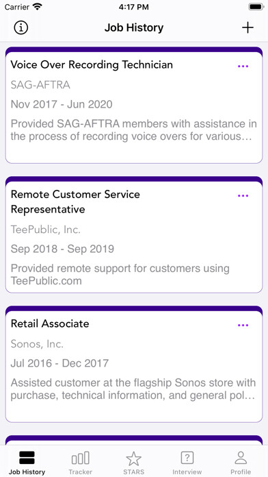 Emulate iPhone app CareerView: Job Journal using MyAndroid