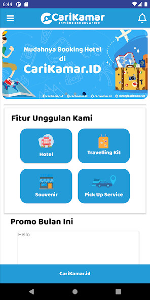 Run android online APK CariKamar - Aplikasi Booking Hotel Terbaik from MyAndroid or emulate CariKamar - Aplikasi Booking Hotel Terbaik using MyAndroid