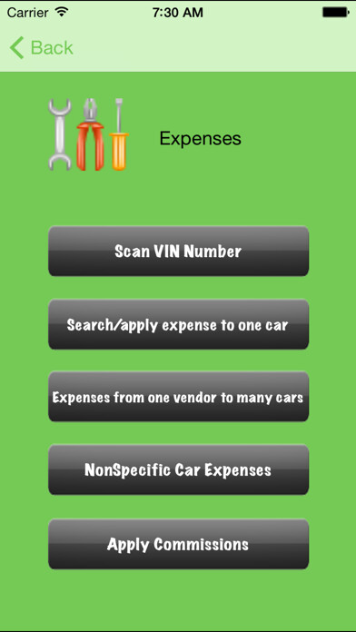 Emulate iPhone app Car Inventory using MyAndroid