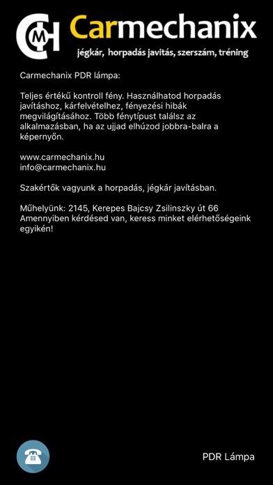 Emulate iPhone app Carmechanix PDR lámpa using MyAndroid