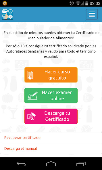 Run android online APK Carné manipulador de alimentos from MyAndroid or emulate Carné manipulador de alimentos using MyAndroid Run android online APK Carné manipulador de alimentos from MyAndroid or emulate Carné manipulador de alimentos using MyAndroid