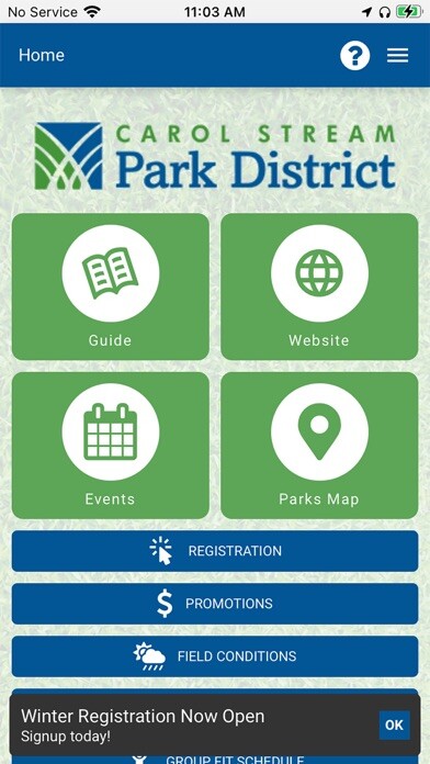 Emulate iPhone app Carol Stream Park District using MyAndroid Emulate iPhone app Carol Stream Park District using MyAndroid