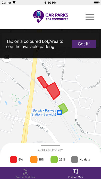 Emulate iPhone app Car Parks For Commuters using MyAndroid