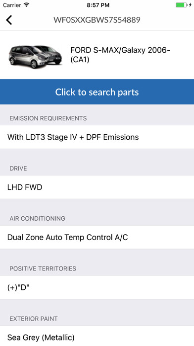 Emulate iPhone app Car parts for Ford using MyAndroid
