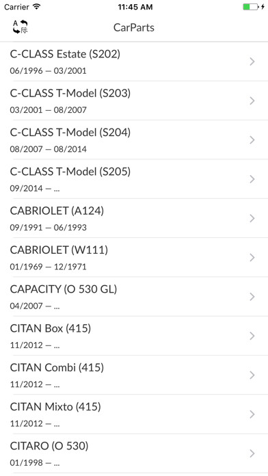 Emulate iPhone app Car Parts for Mercedes-Benz using MyAndroid