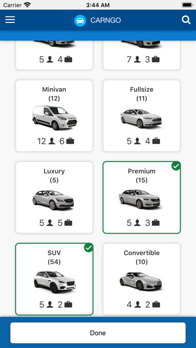 Emulate iPhone app Car Rental Carngo car hire App using MyAndroid