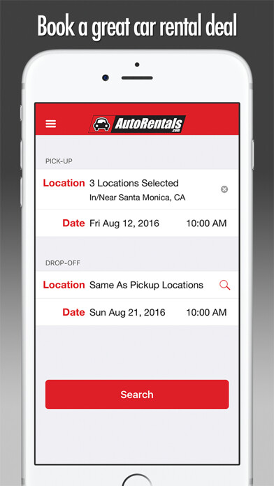 Emulate iPhone app Car Rentals - AutoRentals.com using MyAndroid