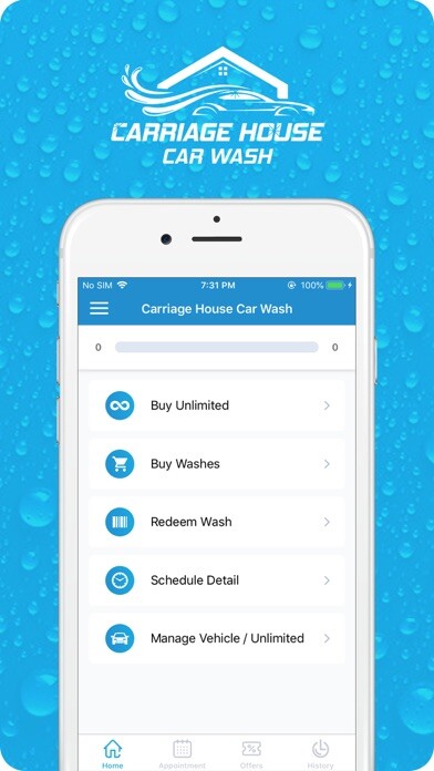 Emulate iPhone app Carriage House Car Wash App using MyAndroid