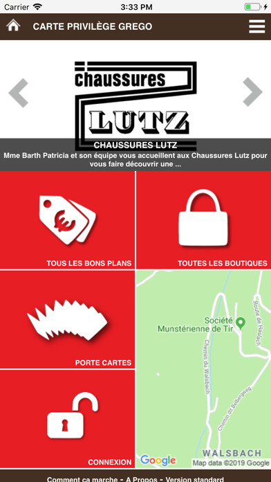 Emulate iPhone app Carte Privilège Grego using MyAndroid