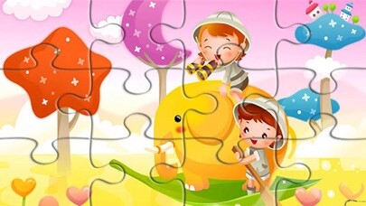 Emulate iPhone app cartoons jigsaw puzzles for kids education using MyAndroid