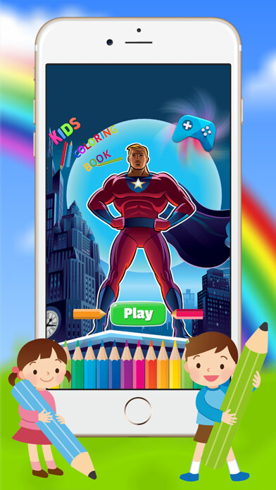 Emulate iPhone app Cartoon Superhero Coloring Book - Drawing for kid free game using MyAndroid Emulate iPhone app Cartoon Superhero Coloring Book - Drawing for kid free game using MyAndroid
