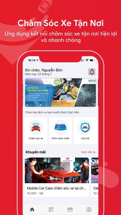 Emulate iPhone app Carus - Đặt lịch chăm sóc xe using MyAndroid