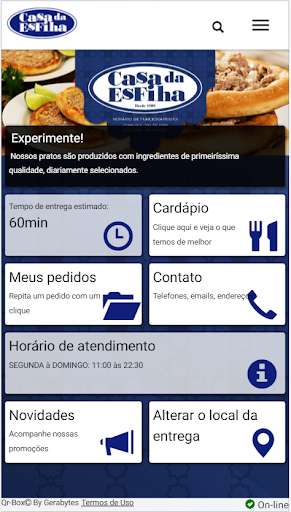 Run android online APK Casa da Esfiha Delivery from MyAndroid or emulate Casa da Esfiha Delivery using MyAndroid