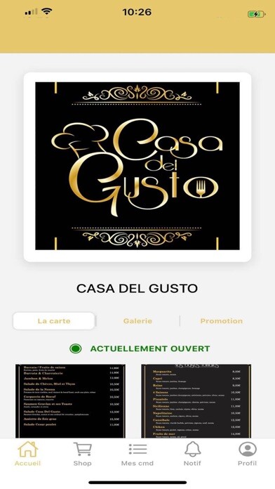 Emulate iPhone app Casa Del Gusto using MyAndroid