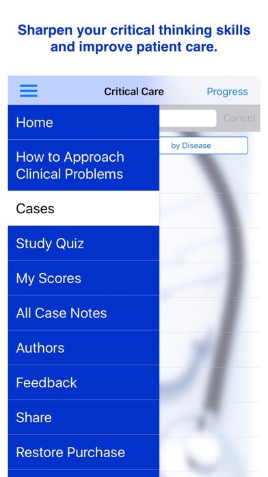 Emulate iPhone app Case Files Critical Care, 2e using MyAndroid