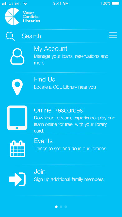 Emulate iPhone app Casey Cardinia Libraries App using MyAndroid