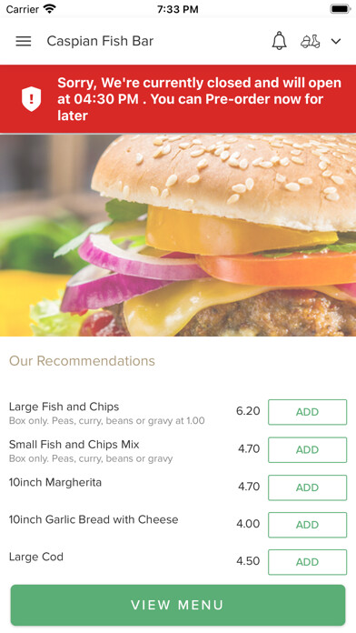 Emulate iPhone app Caspian Fish Bar. using MyAndroid Emulate iPhone app Caspian Fish Bar. using MyAndroid