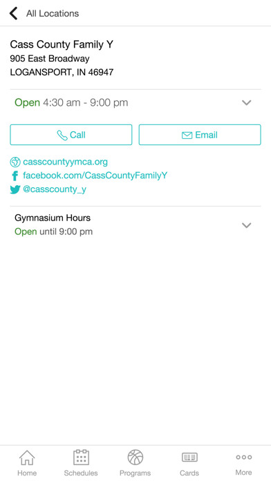 Emulate iPhone app Cass County Family YMCA using MyAndroid