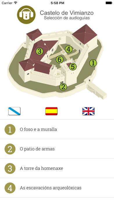 Emulate iPhone app Castelo de Vimianzo using MyAndroid