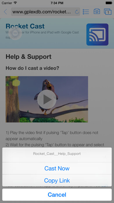 Emulate iPhone app Cast King - Googlecast for TV using MyAndroid
