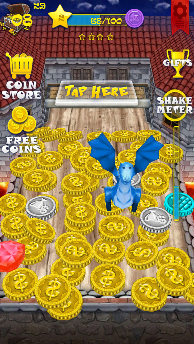 Emulate iPhone app Castle Coin Dozer Story - Diamond, Dragon, and Jewel Prizes Mania (HD) using MyAndroid