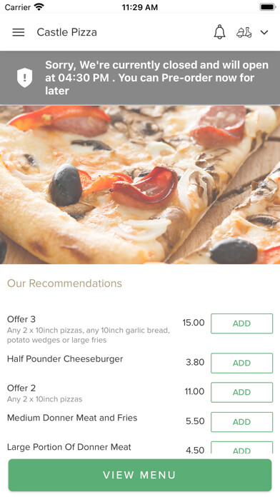 Emulate iPhone app Castle Pizza in Beverley using MyAndroid Emulate iPhone app Castle Pizza in Beverley using MyAndroid