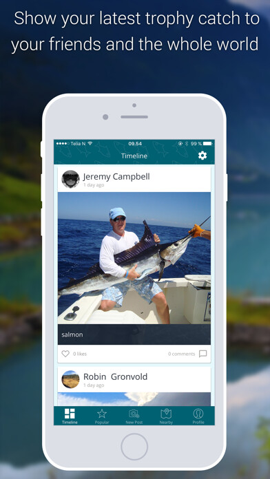 Emulate iPhone app Catchagram - Social Fishing App for Sportsfishermen using MyAndroid