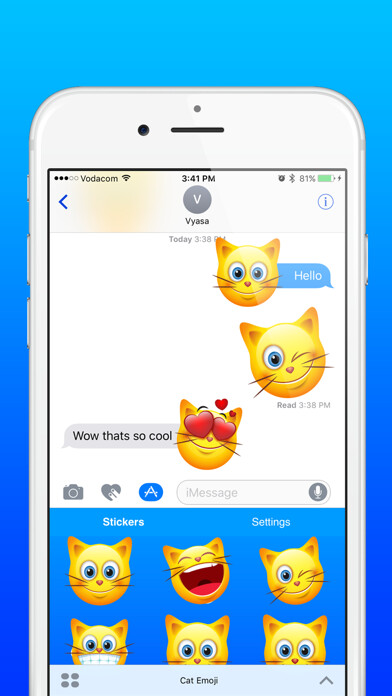 Emulate iPhone app Cat Emoji - Cute Kitty Emoticon Stickers using MyAndroid Emulate iPhone app Cat Emoji - Cute Kitty Emoticon Stickers using MyAndroid